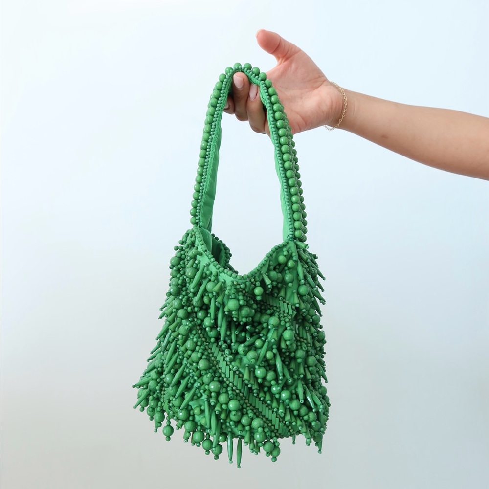 Green beaded bag purse